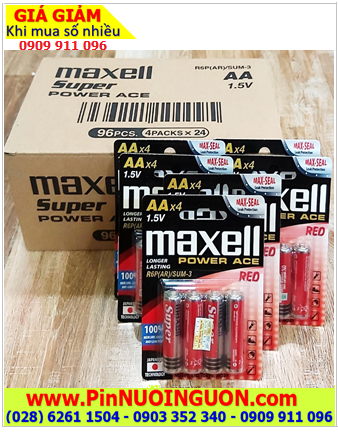 COMBO 01hộp=96viên Pin AA 1.5v Maxell R6P(AR)/SUM-3/4P Power ACE _Giá chỉ 285.000/Hộp 96viên